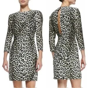 Rag & Bone Silk Leopard Mini Shift Dress 3/4 Sleeve Keyhole Back Animal Sz 2